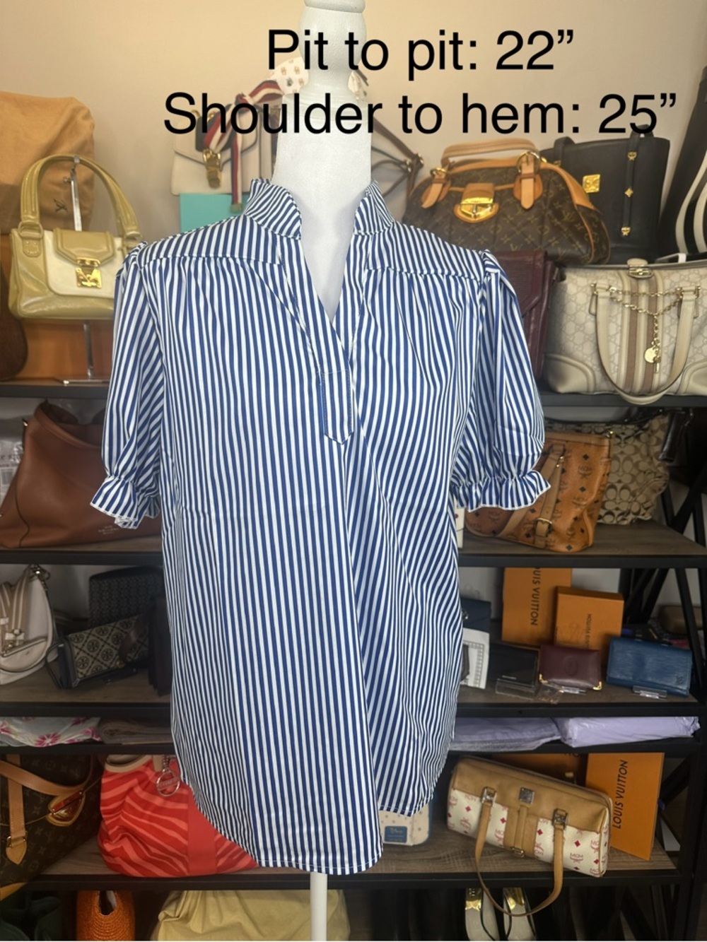 Classic Blue & White Stripe Women’s Shirt - Lightweight Casual